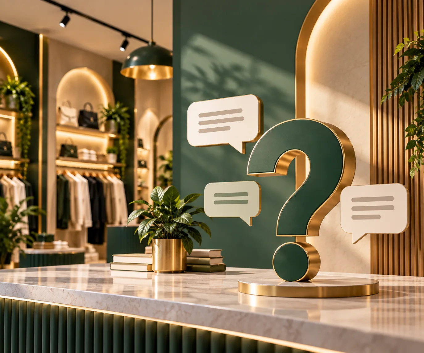 Elegant Green Gold FAQ Interior