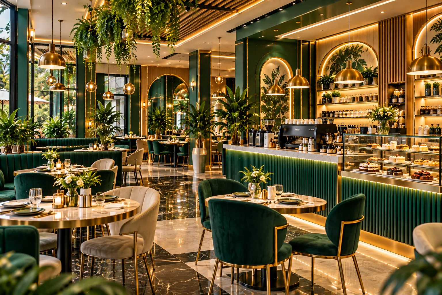 Lush Emerald Cafe Interior