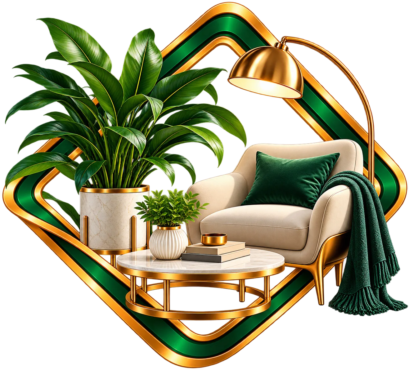 Luxurious Emerald Lounge Vignette