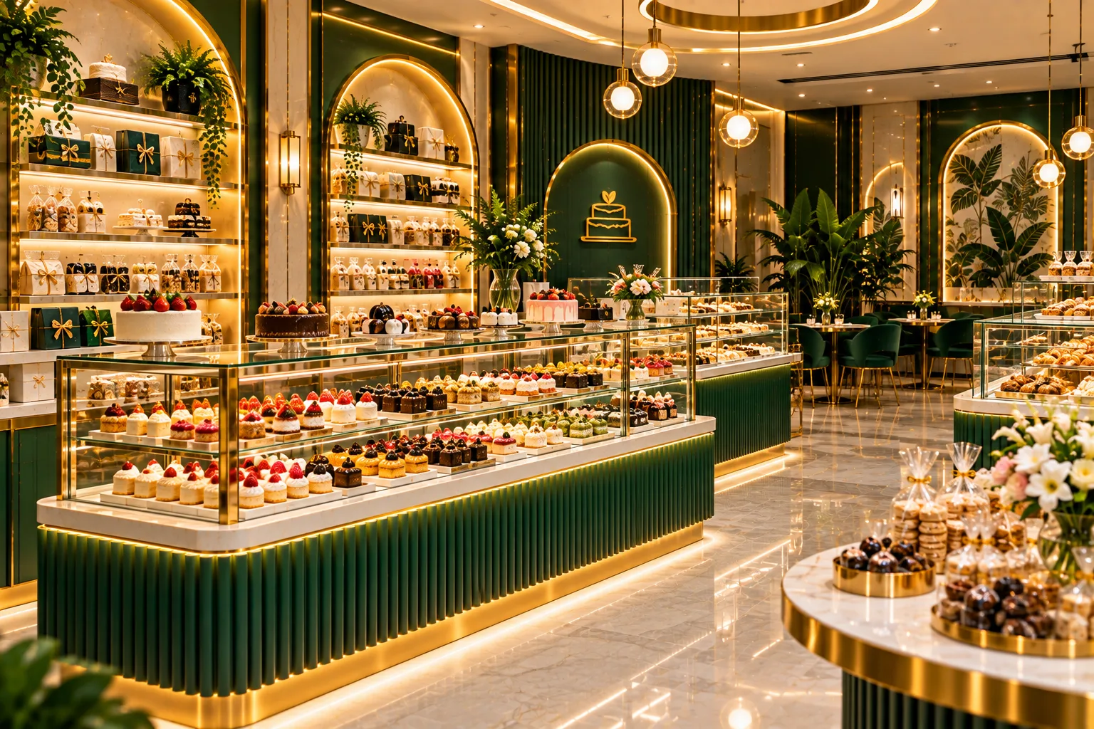 Luxurious Emerald and Gold Patisserie