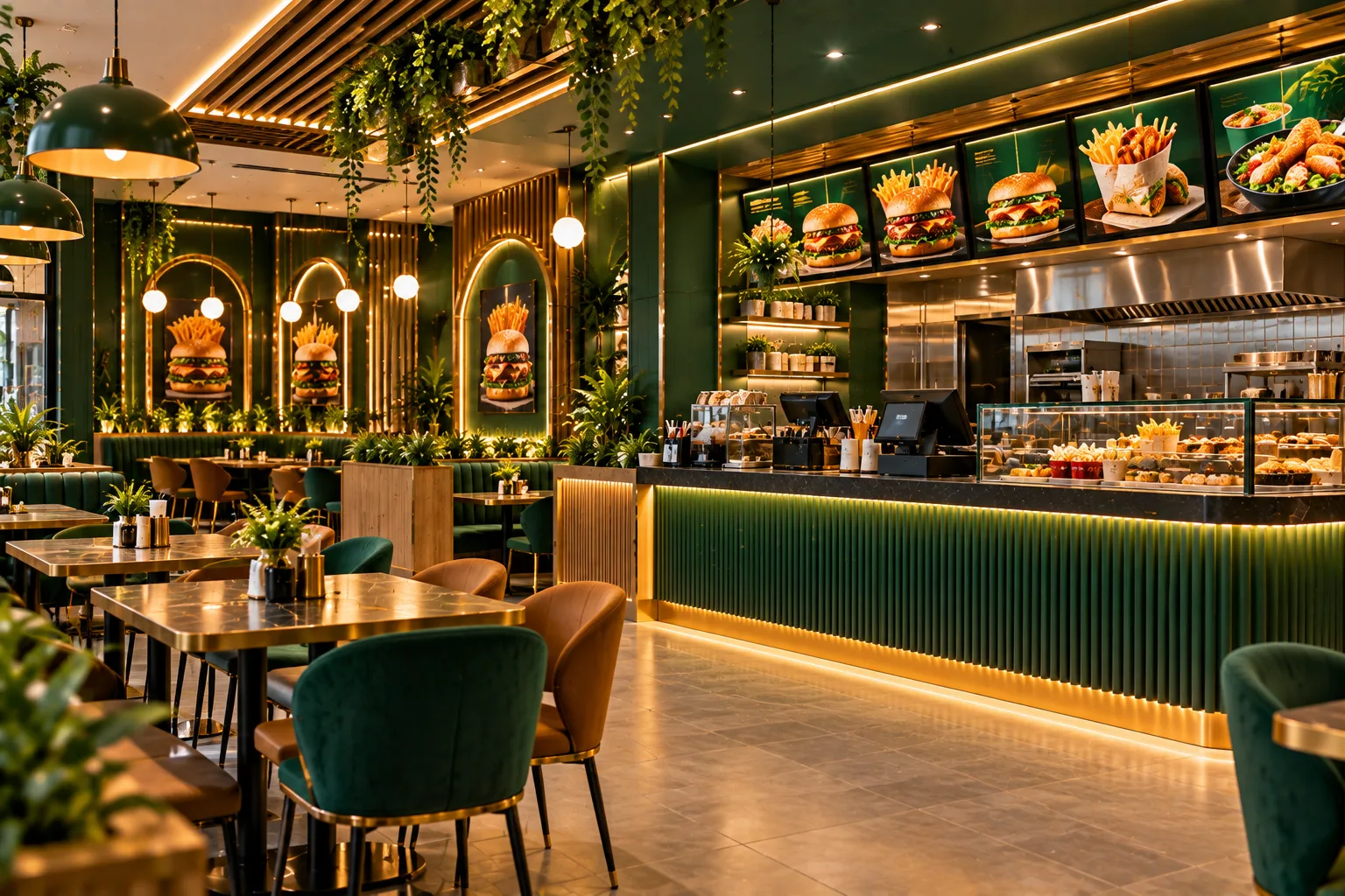 Luxurious Green and Gold Burger Bistro