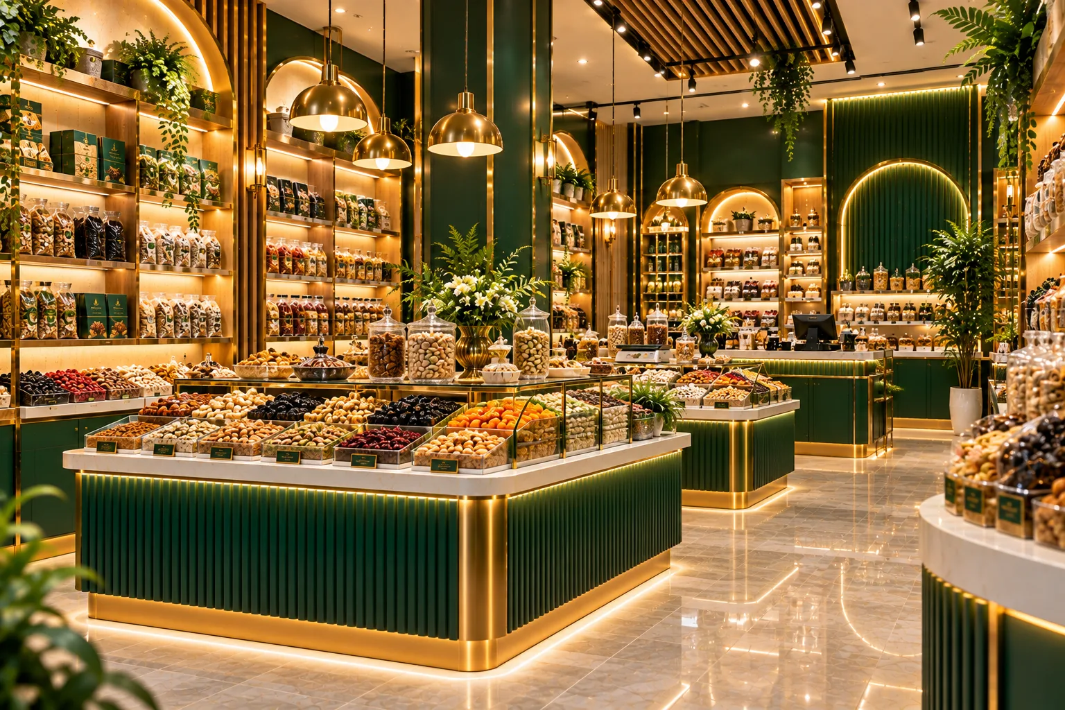 Luxurious Green and Gold Nut Market