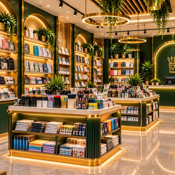 Luxury Green and Gold Stationery Boutique 600x600