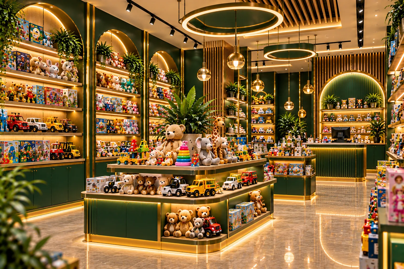 Luxury Green and Gold Toy Store